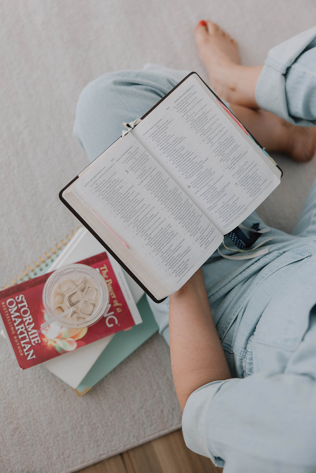 Bible open overhead view