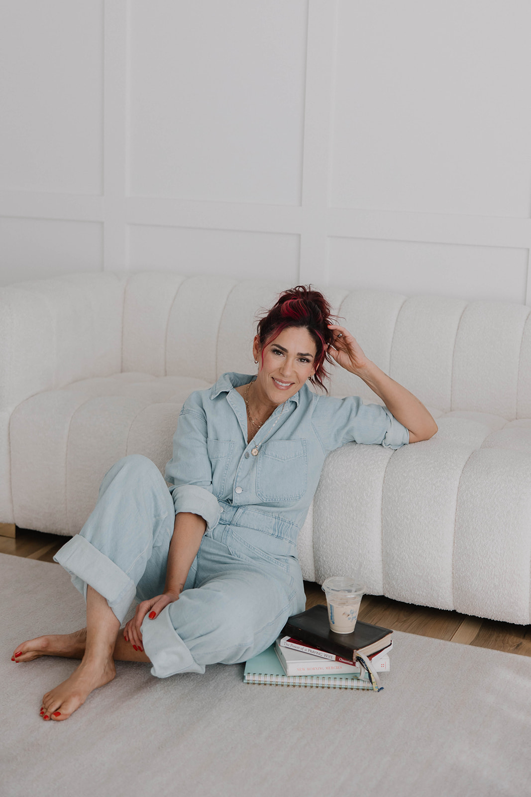 Michelle with books and coffee