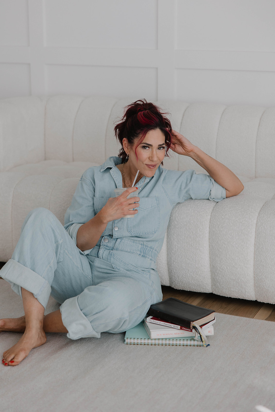 Michelle relaxed on sofa